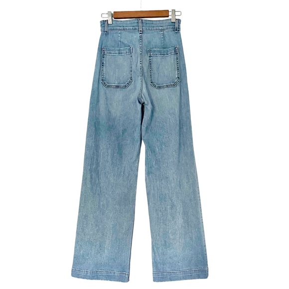 ASKK NY Women’s Blue Cotton Sailor Pants Mid to High Rise Wide Leg Jeans Size 26 - Picture 4 of 5